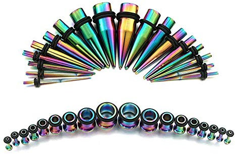 Funseedrr 36er Ohr Dehnstäbe Set Edelstahl Ohr Taper Tunnel Plug Expander Piercing 1,6mm-10mm