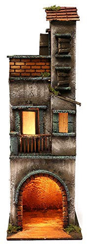 Holyart Ambientazione presepe Napoletano Tre Piani con stalla 50x15x20