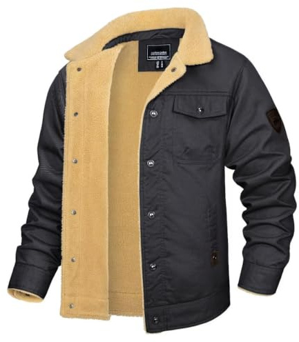 KEFITEVD Veste Cargo Chaude d'hiver Pour Hommes Manteaux de Bombardier en Polaire Veste Coupe-vent Militaire Avec Multi-poches, gris foncé, XXXL