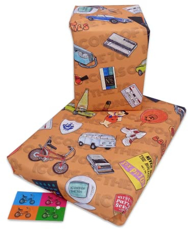 1970's 2 sheet pack, Retro Nostalgia Vintage Gift Wrap 50th Birthdays, 50th Birthday Gift for Men,Women