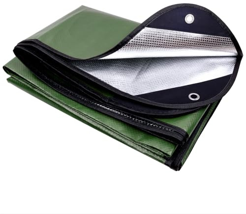 E EASTSTORM 210 × 150 cm dickter Notfalldecke Schlafsack Survival Vivaksack Rettungsdecke Plane wasserdichte Thermodecke Tarp Zeltplane und Notfall Regenponcho Ultralight Kühlschutz für Camping