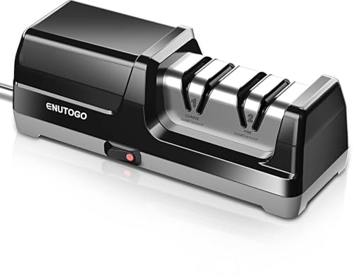 Enutogo Knife Sharpener, Professional 2-Stages Eleltric Knife Sharpeners with Diamond Abrasives for 20-Degree Straight Edge, Knife Sharpener for Kitchen Knives with Sharpening and Polishing