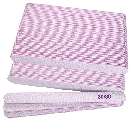 Emory - Limas de uñas de grano 80/80 (50 unidades), tablas de esmeril para uñas acrílicas y uñas de gel, lima de uñas gruesa de doble cara, grano 80, paquete de limas de uñas profesionales,