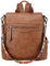 RAVUO Rucksack Damen, Anti Diebstahl Rucksack Elegant Cityrucksack Lederrucksack 2 in 1 Handtasche Damen-Rucksackhandtaschen Braun