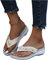 EXECAB Damen Orthopädische Zehentrenner Sandalen Damen Strass Flip-Flops Sommer PU-Leder Clip -Toe Pantoffeln Gummi Plateau Slippers Freizeit Strandschuhe,Beige,40