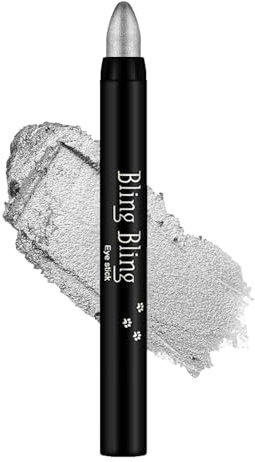 Creme Lidschatten Stift - Schimmernder Hochpigmentierter Eyeshadow Stick - Wasserfest Langanhaltend - Glitzer Eyeliner Stift, Verblendbares Augen-Makeup (02 Silber)