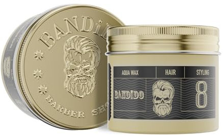 BANDIDO Aqua Wax Black 8 Tenuta Estrema – Cera Capelli Uomo Effetto Lucido e Brillante – Cera per Capelli Uomo Modellante per Fissaggio a Lunga Durata – Hair Fiber Profumo fruttato - 125ml
