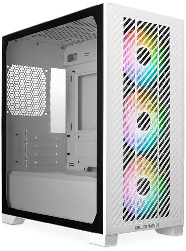 Cooler Master Elite 301 weiß – Mini-Tower (Micro-ATX, ITX), 3 x 120 mm ARGB-Ansauglüfter (1200 U/min), unterstützt bis zu 280 mm Kühler oder 365 mm GPU, belüftete Netzteilabdeckung, USB 3.2 Gen1 Typ-C