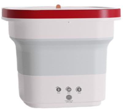 Guangcailun Lavadora portátil compacta y práctica para Ropa Interior de Viaje y hogar, minilavado ABS, Botones de sincronización táctiles Plegables, Rosa Blanco