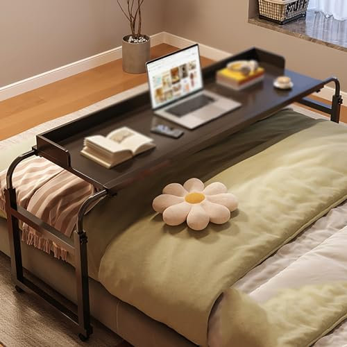 Table de lit réglable en hauteur avec roulettes pour lit king size, bureau mobile pour n'importe où dans la maison