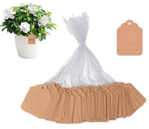 500 Pièces Kraft Etiquette Prix,étiquettes de Prix Cadeau Vetement 28X45 MM Kraft Ficelle Marron Blanc Étiquettes Vierges Papier Kraft Etiquette Brocante,pour Cadeaux Bijoux Brocante (Brun)