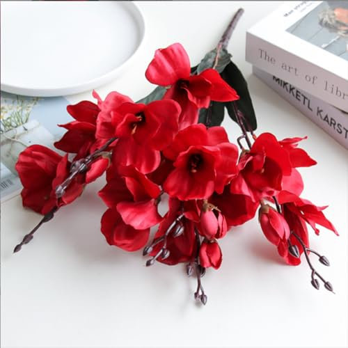 Xiao Hua 3 st konstgjorda blommor i gladiolus, falska blommor, blommor, konstgjorda blommor, bröllopsdekor, röd