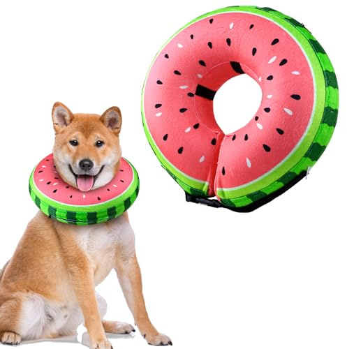 Hundkonkrage, FWLWTWSS uppblåsbart hundhalsband, busterhalsband för hundar och katter, mjukt, bekvämt skyddande återhämtningshalsband justerbar hundmunkkrage för efter kirurgi, blockerar inte synen (M