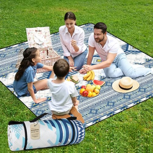 SanRes Picknickdecke 200x200 cm,Waschbare Campingdecke,Wasserdichter Picknickdecke für Outdoor,Camping,Strand,Park,Festival & Picknick Einfach faltbar & waschbar
