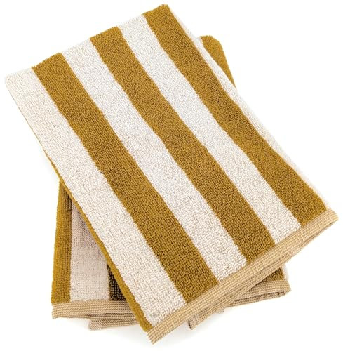 Lot de 2 torchons de cuisine éponge 50x50 cm collection PAT EFFI jaune mimbre