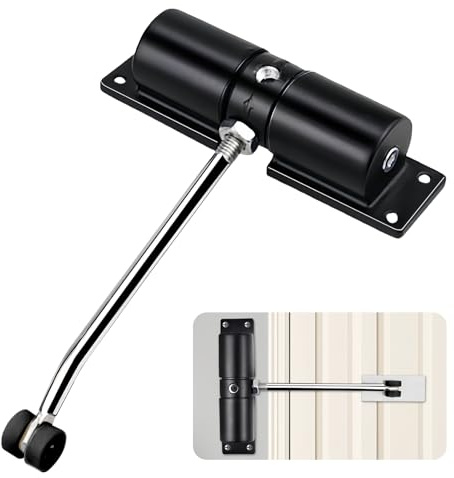 Spring Automatic Door Closers, Adjustable Force Safety Automatic Door Closers, Silent Door Closer with Adjusting Rods and Screws for Commercial and Household Adjustable Door Closer