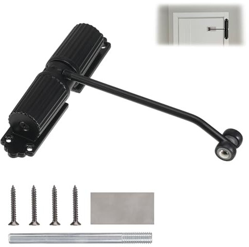 Ferme-porte automatique pour porte de jardin, fermeture à ressort, avec 4 vis et levier de réglage, ferme-porte automatique pour porte de chambre, bureau, chambre d'hôtel, porte de jardin