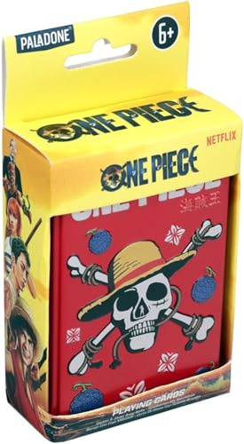 Paladone One Piece Jolly Rogers Spielkarten für Poker, Rummy, Go Fish, Kartenspiele, offiziell Lizenziertes Anime-Merchandise & Sammlergeschenk in Metalldose