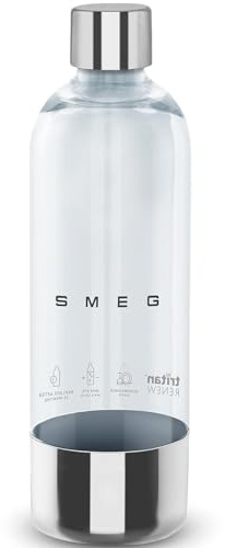 Smeg, Bouteille SKSB01, 800 ml, pour Machine à Eau Gazeuse et à Soda SKC01, en Plastique Tritan™ Renew et Inox, 280x83x83 mm