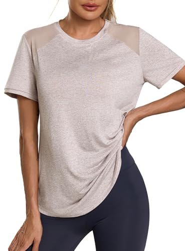 Terecey Tee Shirt Sport Femme Dos Mesh Coupe Ample | Empiècements en maille aux épaules et au dos, sensation aérée, confort pendant les séances actives