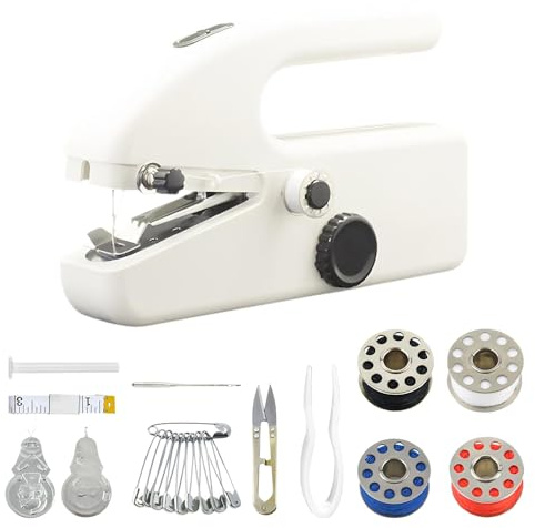 Handheld Sewing Machine for Beginners, Mini Cordless 2 Speed Portable Stitching Machine, USB/Battery Powered Quick Repair Sewing Kit, Easy to Use and Fast Stitch, Suitable for Home, Travel, DIY Craft