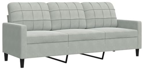 Emmtore Sofá de 3 plazas Terciopelo Gris Claro 180 cm, sofá de Terciopelo,sofá para 3 Personas