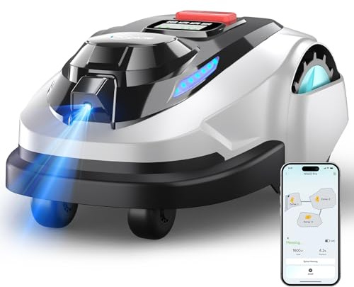 YARDCARE N1600PRO Robot tagliaerba senza filo perimetrale con RTK e visione AI, ideale per giardini complessi fino a 1600 m²,con sistema di taglio ordinato, gestione delle zone e controllo tramite app