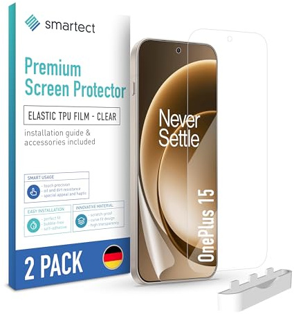 smartect TPU Skärmskydd 2 Stycken för OnePlus 15 | Screen Protector Anti-Repor, Skyddsfilm Ultra-transparent, Bubbelfri, Anti-Fingeravtryck, Skalvänlig