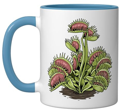 Venus Fly Trap Tshirt Carnivorous Plant Shirt Water Pitcher Ceramic Mug, Blue/White