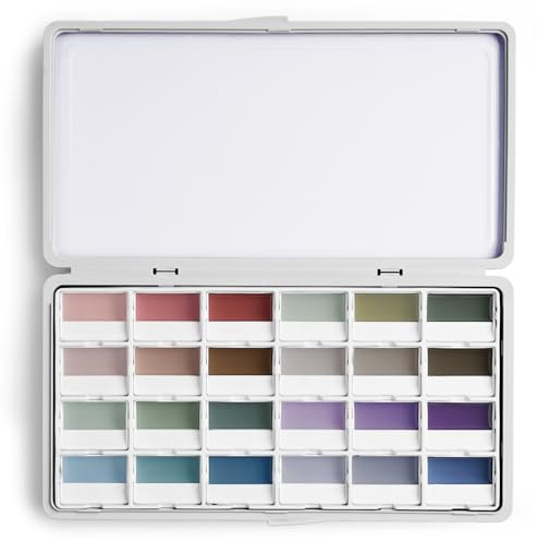 Fuumuui Aquarellfarben Set - 24 Deckende Aquarell Wasserfarbkasten mit Mischpalette | Hohe Deckkraft und Satte, Matte Farben | Perfektes für Künstler, Hobbymaler und Malerei-Liebhaber