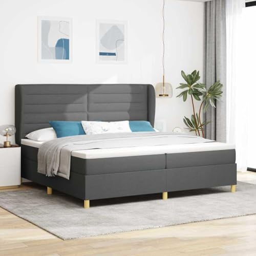 Ordellia resårsäng med madrass mörkgrå 90 x 190 cm, träram, höjdjusterbar sänggavel, komfort-skummadrass, modern sovrumsmöbler