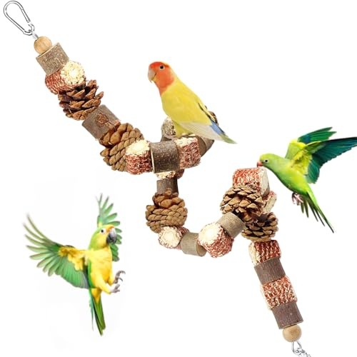 undulat tillbehör, 80 cm papegoja tuggleksaker, fågelbur tillbehör, natur fågel sittstång, fågelstång papegojleksaker, träblock tuggsnöre klätterstege fågelleksak fågelbur tillbehör