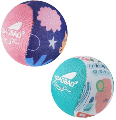 AIBAOBAO Pelota de Agua Que Rebota 2 PCS Ø55mm, Pelotas Saltarinas para Piscina y Playa, Reutilizables de Secado Rápido con Funda de Lycra, Juegos de Verano para Niños y Adultos (Rosa + Verde)