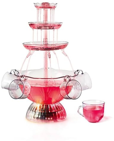 Elektrisk dryckesfontän med LED-lampor – 3-nivås design, 1,5 gallon kapacitet, inkluderar 5 koppar – perfekt för fest, bröllop, firande