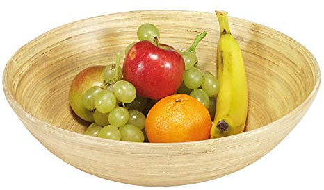 Kesper Obst-und Gebäckschale, Holzschale, Servierschale, aus Bambus, Höhe: 80 mm, Durchmesser: 250 mm, hell, Natur