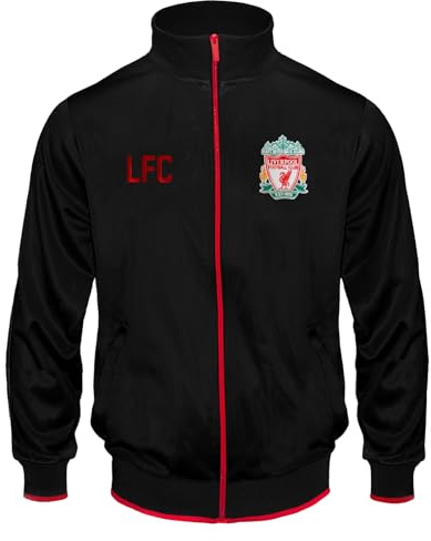 Liverpool FC - Chaqueta de entrenamiento oficial - Para hombre - Estilo retro - Negro - XL
