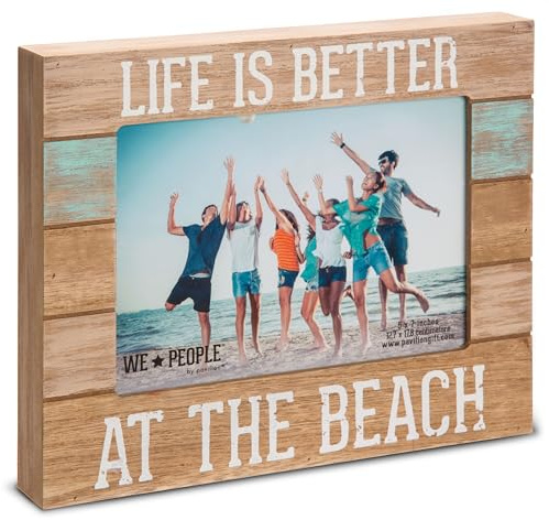Pavilion Gift Company - 'Life is Better At The Beach' 67242 Picture Frame 5x7 - Nautical, Coastal Themed Wooden 5x7 Photo Frame - Rustic Home Decor, Housewarming, Birthday, Present for Beach Lovers