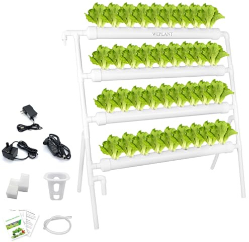 WEPLANT Sistema de cultivo hidropónico NFT de 36 agujeros con ciclo especial de sincronización de fertilizantes, kit de plantas de jardín de tubo de PVC