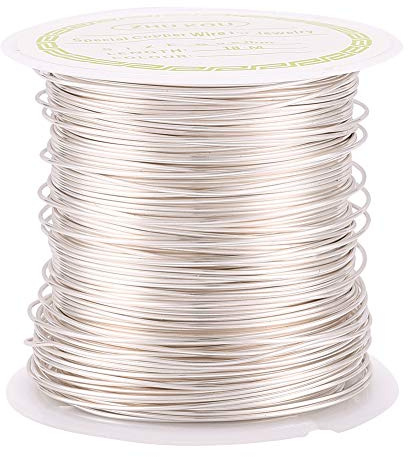 Pandahall 60 Feet Tarnish Resistant Copper Wire 22 Gauge Jewelry Beading Craft Wire for Jewelry Making (Silver)