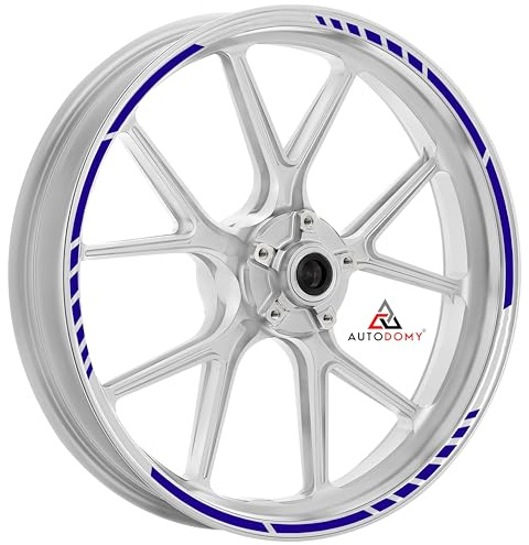 Autodomy Pack 6 Units Wheel Rim Stickers Desing Sport | Complete set for 2 Motorcycle Wheel Stripes 15 to 19 Resistant Rain and UV | Motorbike Stickers Blue