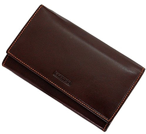 GoBago Elegante Damen Geldbörse Leder Portemonnaie Geldbeutel mit Bügelverschluss (Braun)