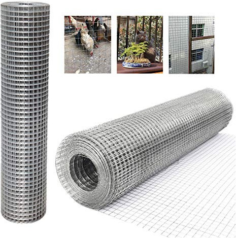 610mmX15m Garden Netting Hot-dipped Galvanized Welded Wire Mesh Fencing Chicken Aviary Rabbit Pet Enclosure Plated Chainlink Fencing Wire Net Hardware Cloth 25mmX25mm Mesh Hole for Garden Fruit Animal