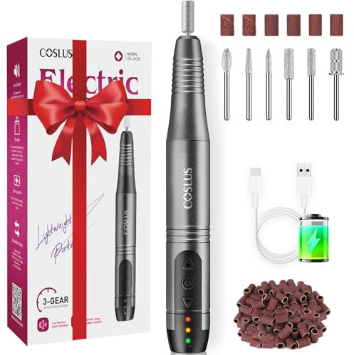 COSLUS Kabellos Tragbar Nagelfräser Elektrische Nagelfräser, 11 in 1 Profi Maniküre und Pediküreset, Nagelfeile für Gelnägel und Acrylnägel, Nagelformen, Entfernen von Hornhaut