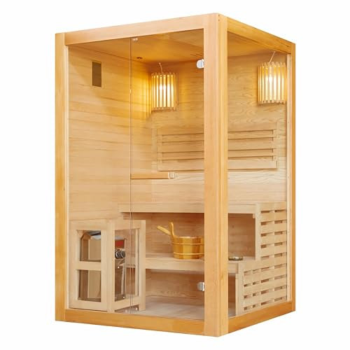 SANOTECHNIK Infrarotkabine PANORAMA – Infrarotsauna 2 Personen 130×120×200cm, Harvia 3,5 kW Ofen, LED-Farblicht, ESG-Glas – Art.Nr.: J60130