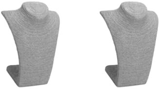 Leisurealeaneag Juego de 2 expositores de collares y colgantes de busto, maniquí, soporte de exhibición de joyas, gris, M, gris