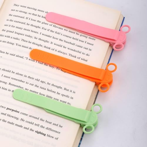 3st Automatiskt Bokmärke, Smarta Silikonbokmärken Söta Bokmärken för Läsning Av Bärbara Bokmärken Boktillbehör Presenter för Män Kvinnor (Grön, Rosa, Orange)