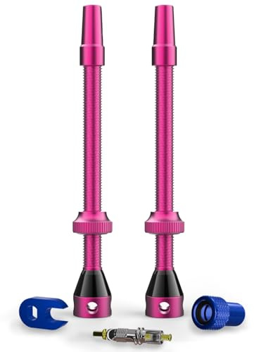 Shredr. Tubeless Valve Set | Presta Valves for Tubeless Tyres | Super Light Aluminium Colourful Anodised French Valve | Includes Valve Adapter, Replacement Valve and Tool (Pink, 80 mm)