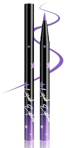 Erinde Lila Liquid Eyeliner, Wasserfest & Wischfest, Schnelltrocknend und Langanhaltend, Hochpigmentiert für Präzise Lidstriche, Multiuse Eyeliner Pen für Halloween, Karneval & Cosplay, Vegan #07