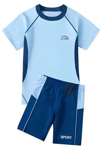 Maillot de Bain Garçons, de Bain pour garçon, Ensemble Short de Bain imprimé à Manches Courtes et col Rond, pour Piscine, Plage, activités Estivales, Tissu élastique Confortable