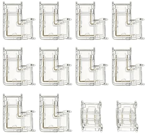 Kit de 12 piezas para conector de cinta LED, 2 pines, 10 mm, sin soldadura, para tira LED COB SMD monocromos, incluye 10 conectores de ángulo en L y 2 conectores de terminales transparentes, conexión